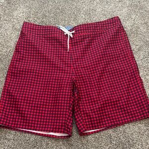 Men's Red Checkered Swim Shorts